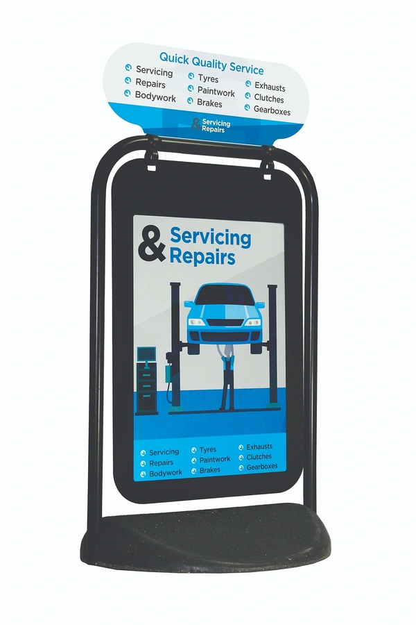  Swinger 2 Black Frame With Poster Pocket & Tactical Header And Service & Repairs Artwork