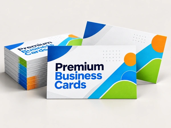 Stack of matt laminated standard business cards printed by We Do Print